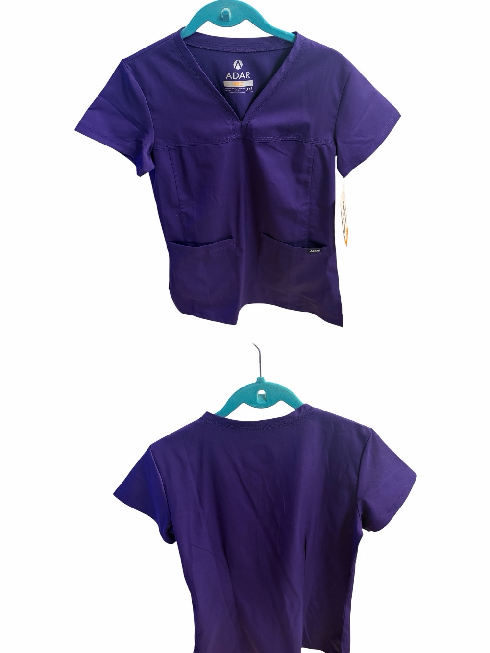 Ada Purple Kids V-Neck Short Sleeve Scrub Top
